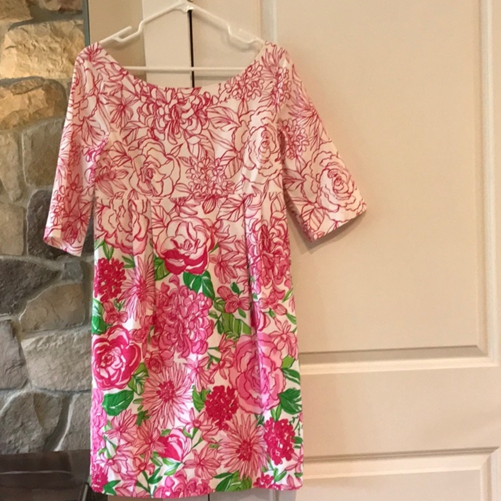 🌺EUC SZ 6 Lilly Pulitzer Bright Pink and Blush and Floral Dress 🌺